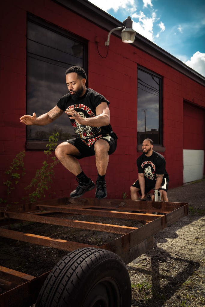 Athletes training in Get Ripped or Die Trying apparel